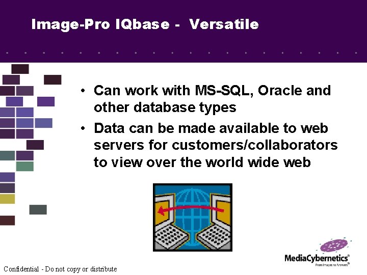 Image-Pro IQbase - Versatile • Can work with MS-SQL, Oracle and other database types