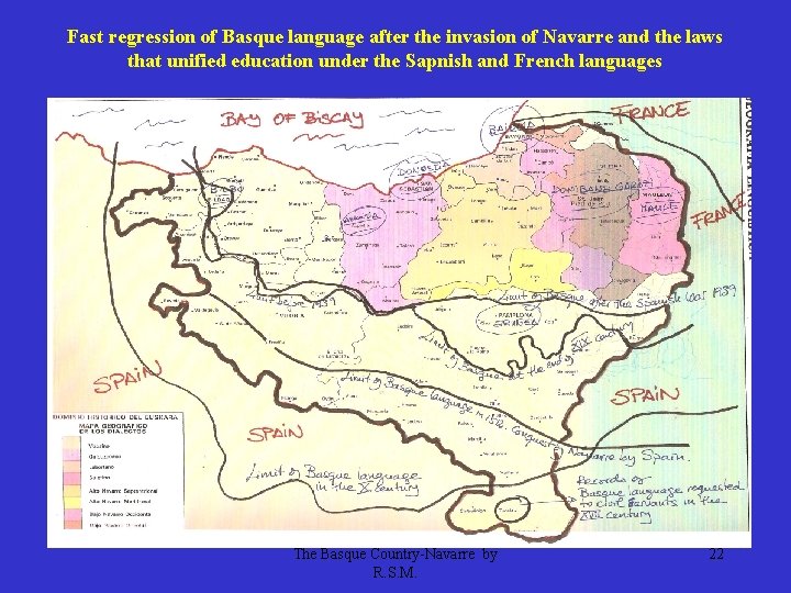 Fast regression of Basque language after the invasion of Navarre and the laws that