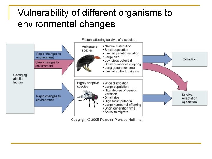 Vulnerability of different organisms to environmental changes 