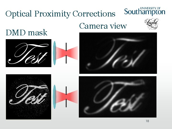Optical Proximity Corrections Camera view DMD mask 18 