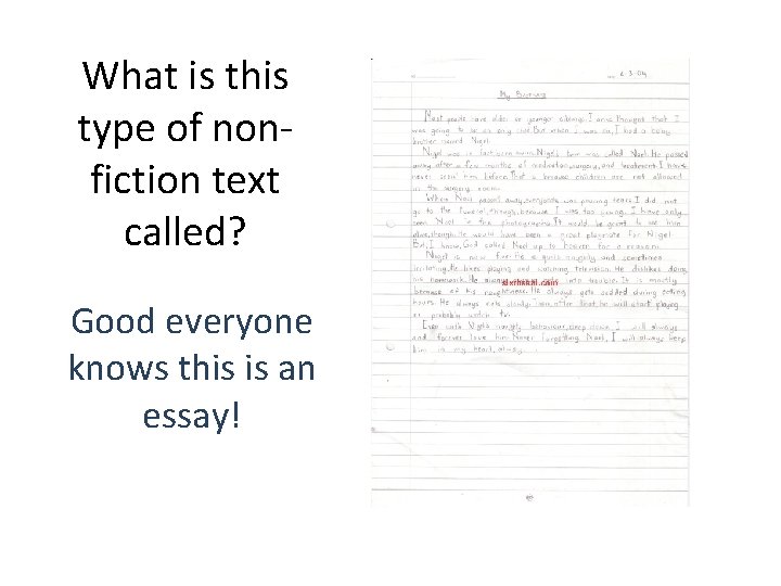 What is this type of nonfiction text called? Good everyone knows this is an