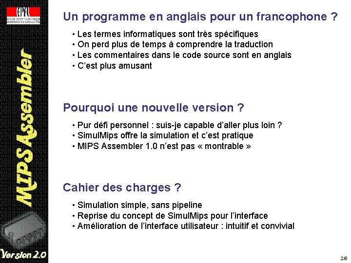 Un programme en anglais pour un francophone ? • Les termes informatiques sont très