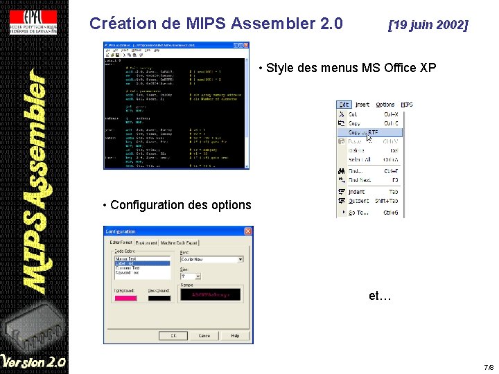 Création de MIPS Assembler 2. 0 [19 juin 2002] • Style des menus MS