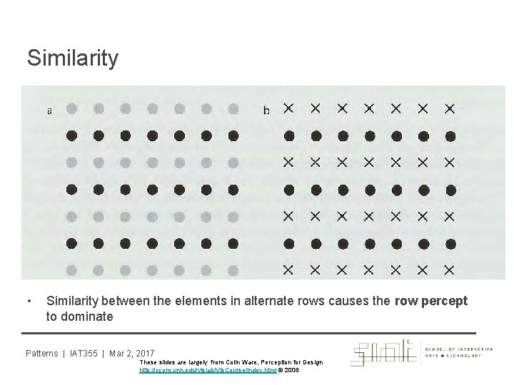 Similarity • Similarity between the elements in alternate rows causes the row percept to