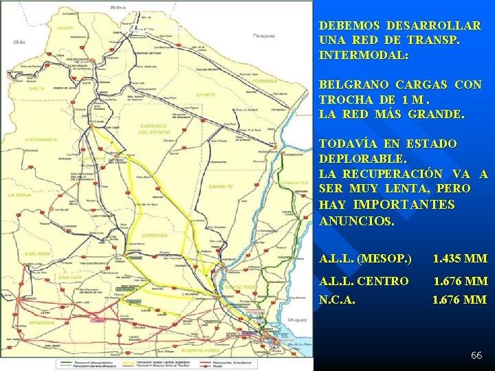 CONCESIONES FFCC NTE-Y CENTRO DEBEMOS DESARROLLAR UNA RED DE TRANSP. INTERMODAL: BELGRANO CARGAS CON