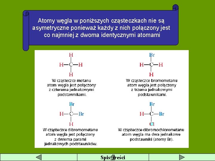 Atomy węgla w poniższych cząsteczkach nie są asymetryczne ponieważ każdy z nich połączony jest