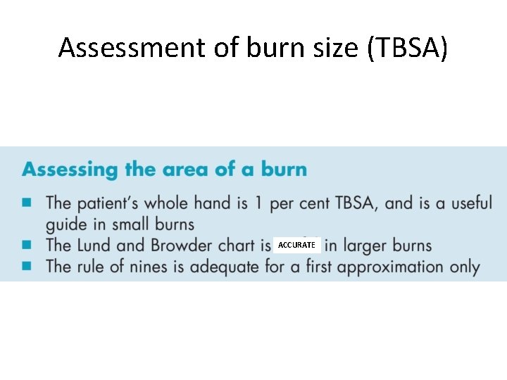 Assessment of burn size (TBSA) ACCURATE 