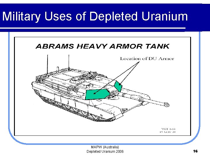 Military Uses of Depleted Uranium MAPW (Australia) Depleted Uranium 2006 16 