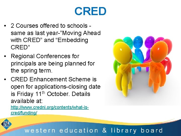 CRED • 2 Courses offered to schools same as last year-”Moving Ahead with CRED” CRED • 2 Courses offered to schools same as last year-”Moving Ahead with CRED”