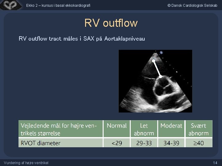 Ekko 2 – kursus i basal ekkokardiografi © Dansk Cardiologisk Selskab RV outflow tract