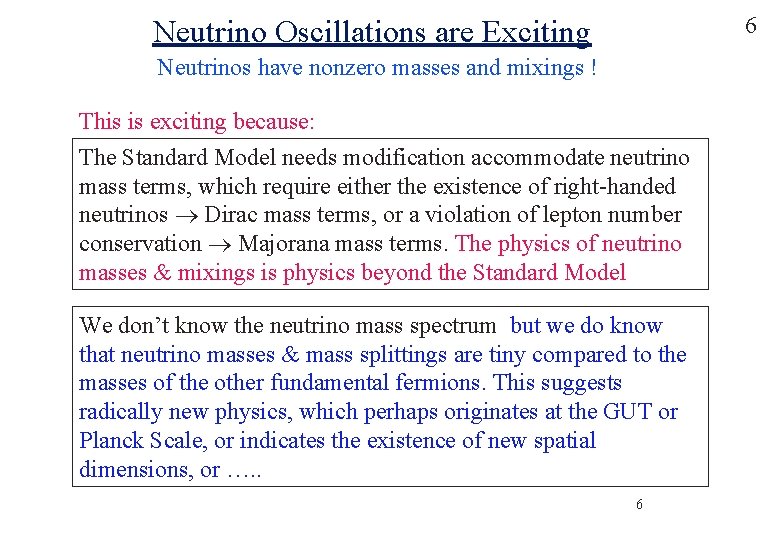 6 Neutrino Oscillations are Exciting Neutrinos have nonzero masses and mixings ! This is