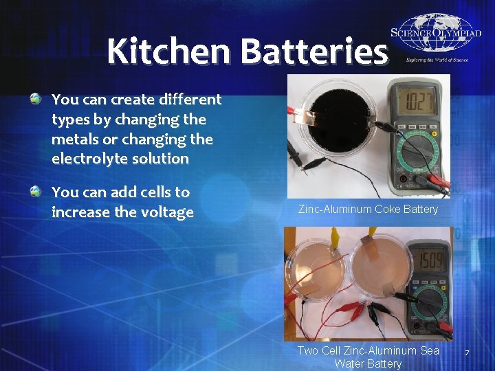 Kitchen Batteries You can create different types by changing the metals or changing the