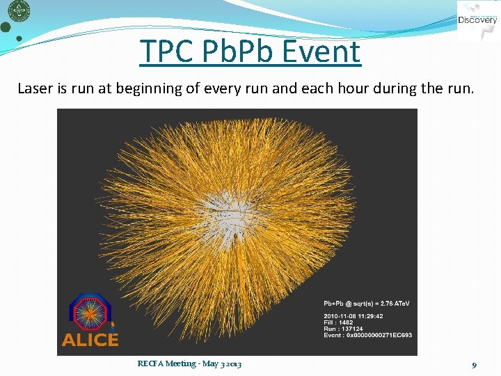 TPC Pb. Pb Event Laser is run at beginning of every run and each