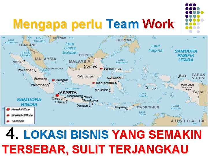 Mengapa perlu Team Work 4. LOKASI BISNIS YANG SEMAKIN TERSEBAR, SULIT TERJANGKAU 