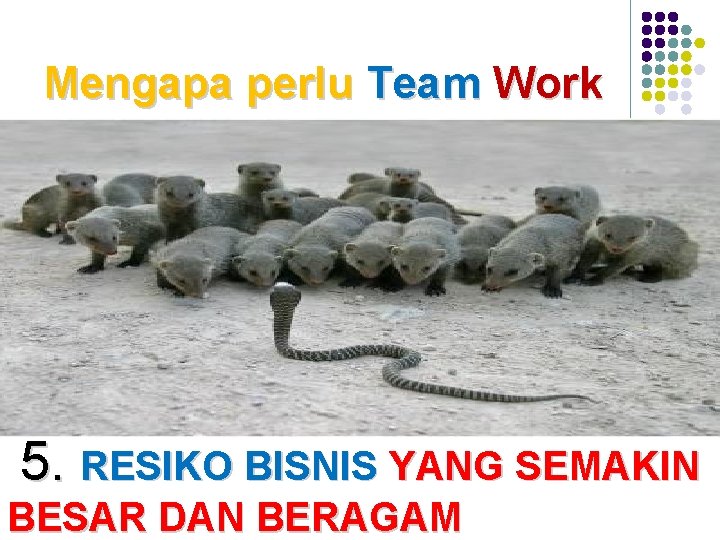 Mengapa perlu Team Work 5. RESIKO BISNIS YANG SEMAKIN BESAR DAN BERAGAM 