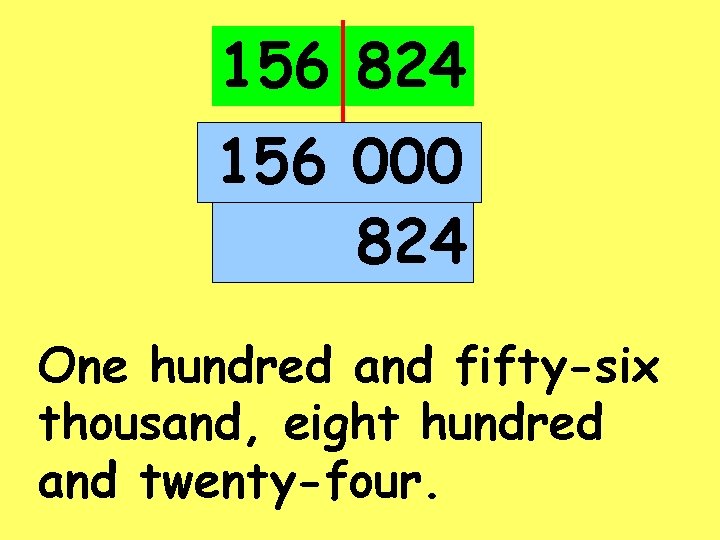 156 824 156 000 824 One hundred and fifty-six thousand, eight hundred and twenty-four.