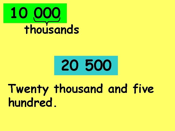 10 000 thousands 20 500 Twenty thousand five hundred. 