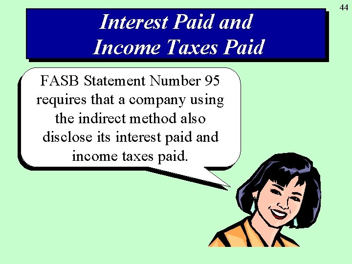 Interest Paid and Income Taxes Paid FASB Statement Number 95 requires that a company