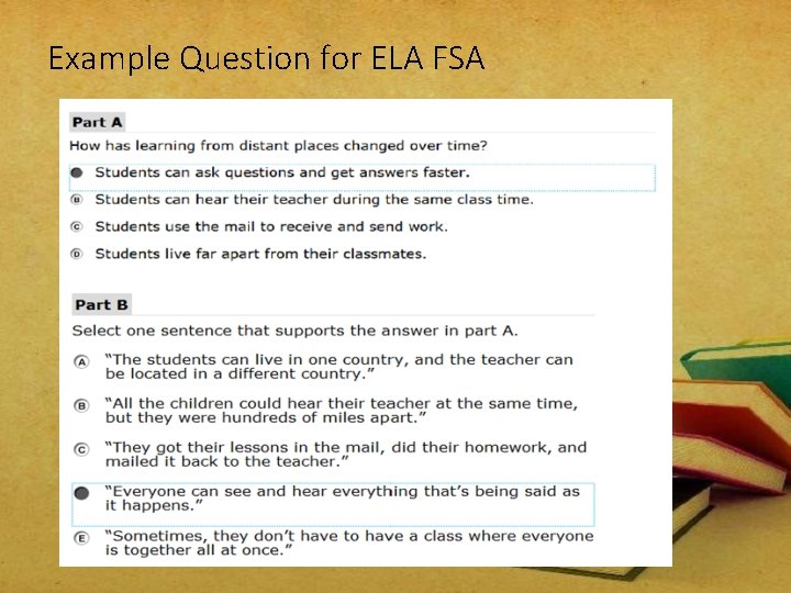 Example Question for ELA FSA 