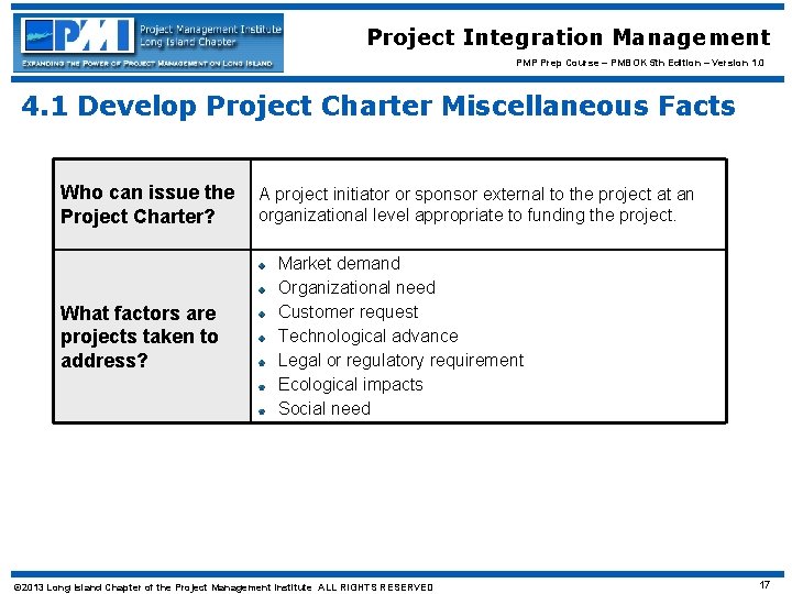 Project Integration Management PMP Prep Course – PMBOK 5 th Edition – Version 1.