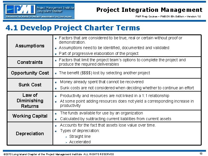 Project Integration Management PMP Prep Course – PMBOK 5 th Edition – Version 1.