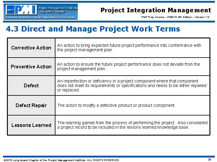 Project Integration Management PMP Prep Course – PMBOK 5 th Edition – Version 1.