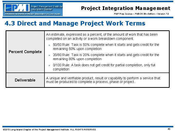 Project Integration Management PMP Prep Course – PMBOK 5 th Edition – Version 1.