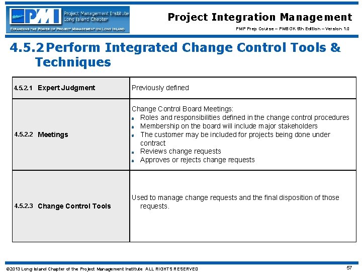 Project Integration Management PMP Prep Course – PMBOK 5 th Edition – Version 1.