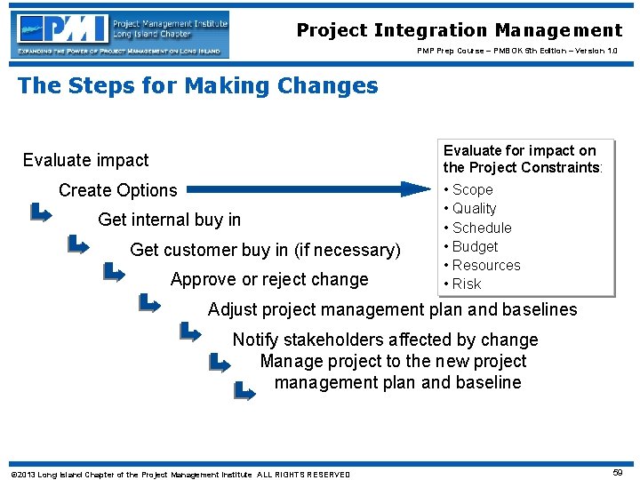 Project Integration Management PMP Prep Course – PMBOK 5 th Edition – Version 1.