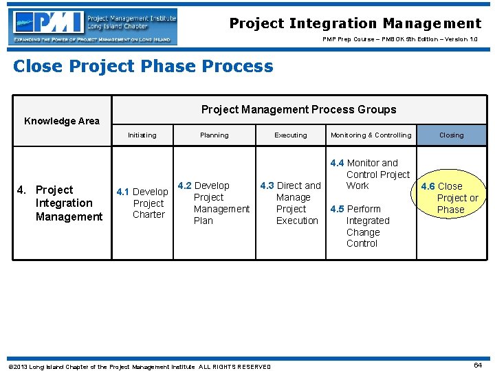Project Integration Management PMP Prep Course – PMBOK 5 th Edition – Version 1.