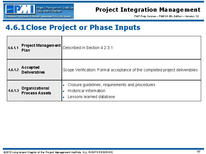 Project Integration Management PMP Prep Course – PMBOK 5 th Edition – Version 1.