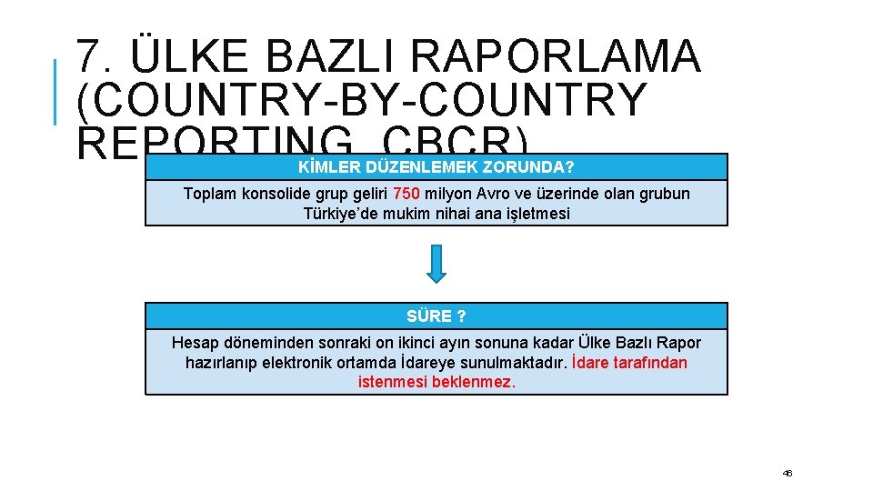7. ÜLKE BAZLI RAPORLAMA (COUNTRY-BY-COUNTRY REPORTING, CBCR) KİMLER DÜZENLEMEK ZORUNDA? Toplam konsolide grup geliri