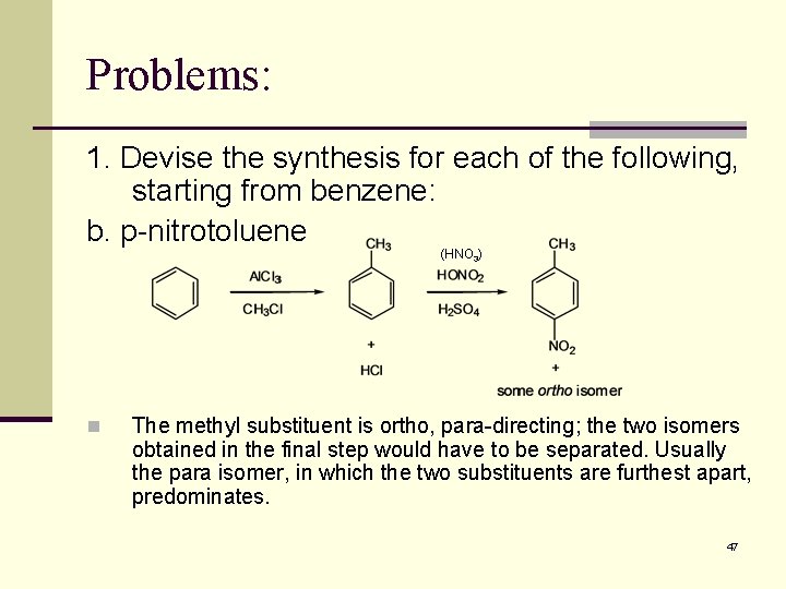 Problems: 1. Devise the synthesis for each of the following, starting from benzene: b.