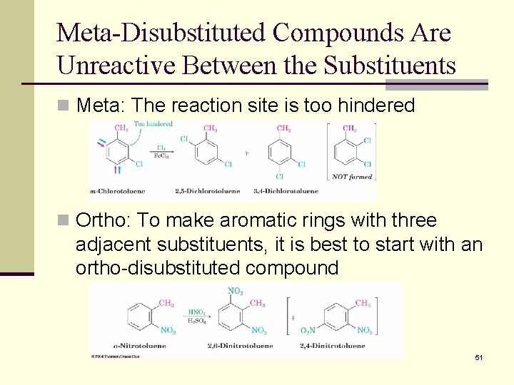 Meta-Disubstituted Compounds Are Unreactive Between the Substituents n Meta: The reaction site is too