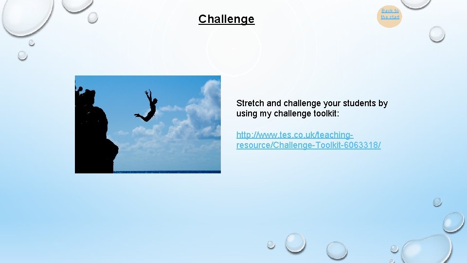 Challenge Back to the start Stretch and challenge your students by using my challenge