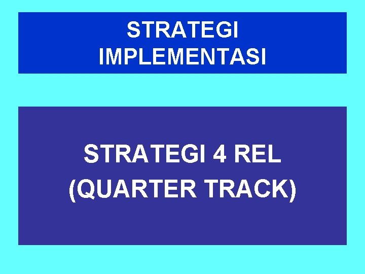 STRATEGI IMPLEMENTASI STRATEGI 4 REL (QUARTER TRACK) 