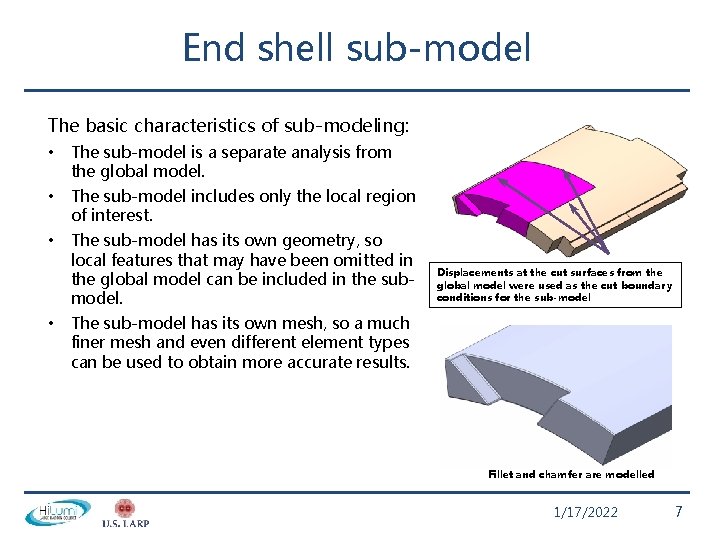 End shell sub-model The basic characteristics of sub-modeling: • The sub-model is a separate