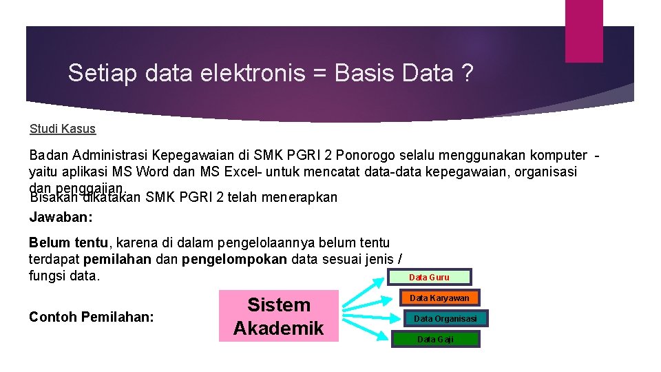 Setiap data elektronis = Basis Data ? Studi Kasus Badan Administrasi Kepegawaian di SMK
