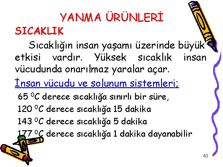 YANMA ÜRÜNLERİ SICAKLIK Sıcaklığın insan yaşamı üzerinde büyük etkisi vardır. Yüksek sıcaklık insan vücudunda