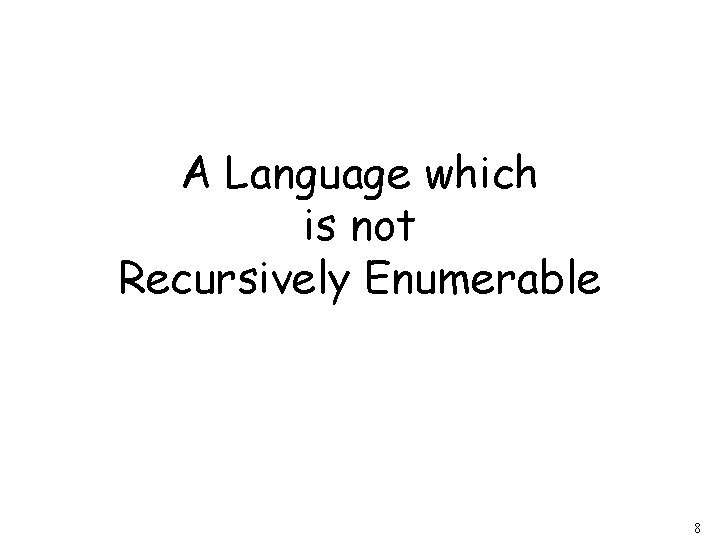 A Language which is not Recursively Enumerable 8 