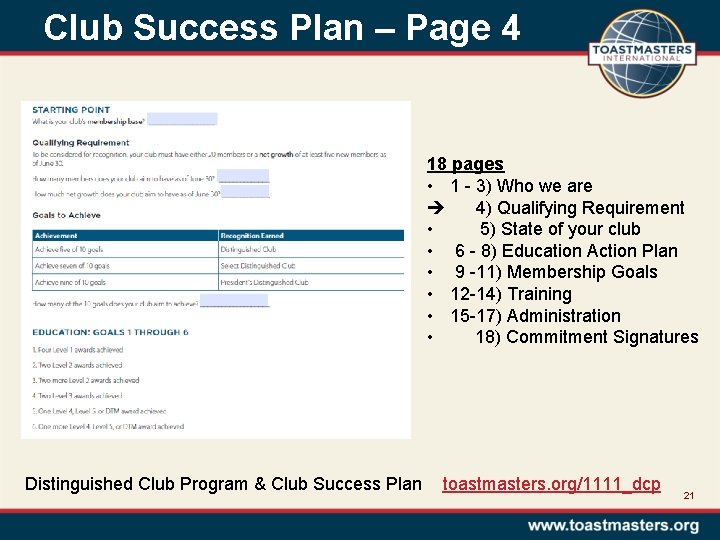 Club Success Plan – Page 4 18 pages • 1 - 3) Who we