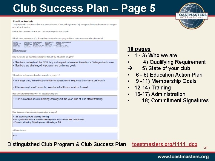 Club Success Plan – Page 5 18 pages • 1 - 3) Who we