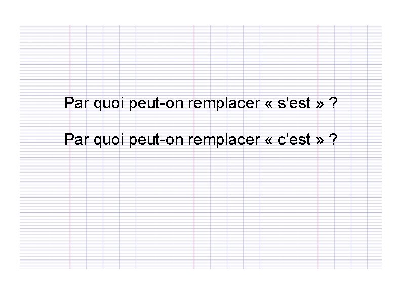 Par quoi peut-on remplacer « s'est » ? Par quoi peut-on remplacer « c'est