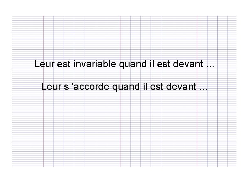 Leur est invariable quand il est devant. . . Leur s 'accorde quand il