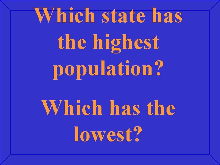 Which state has the highest population? Which has the lowest? 