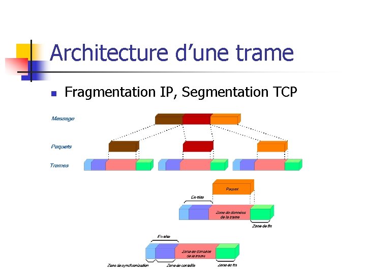 Architecture d’une trame n Fragmentation IP, Segmentation TCP 
