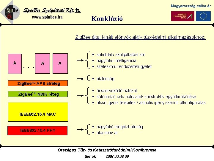 Spin. Bee Szolgáltató Kft. www. spinbee. hu Konklúzió Zig. Bee által kínált előnyök aktív