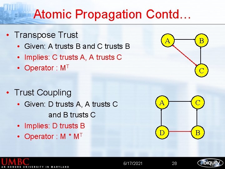 Atomic Propagation Contd… • Transpose Trust A • Given: A trusts B and C