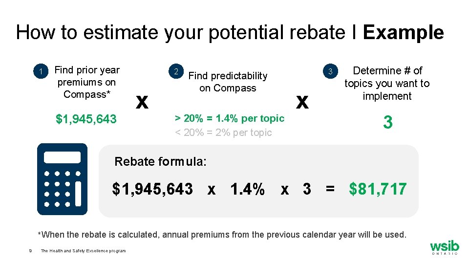 How to estimate your potential rebate I Example 1 Find prior year premiums on
