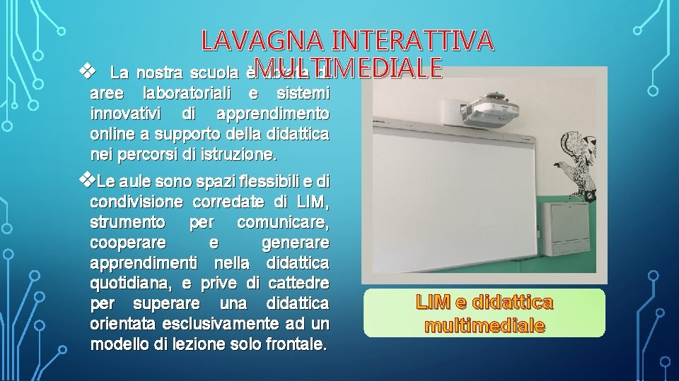 LAVAGNA INTERATTIVA v La nostra scuola èMULTIMEDIALE dotata di aree laboratoriali e sistemi innovativi